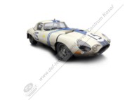 AMALGAMOVÝ MODEL VOZU JAGUAR E-TYPE 1963 BRIGGS CUNNINGHAM LE MANS V MĚŘÍTKU 1:18 CREAM